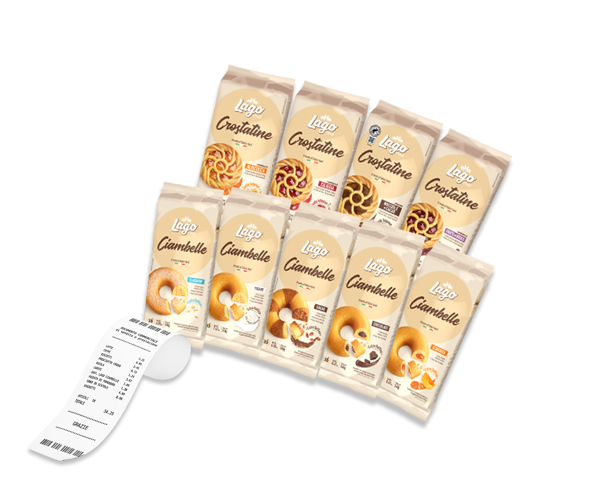 Confezioni di Ciambelle e Crostatine Lago con scontrino